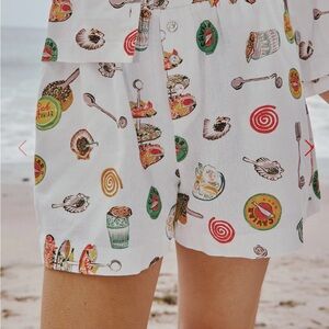 NWOT Lisa Says Gah White Linen Blend Caviar Dreams Boxer Shorts